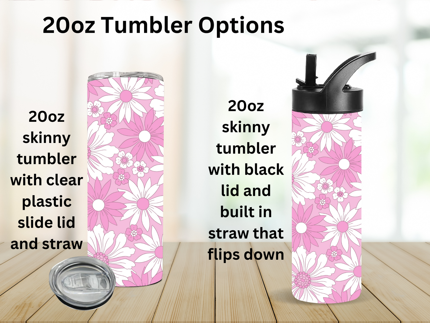 Pink Summer Flowers 20oz Tumbler