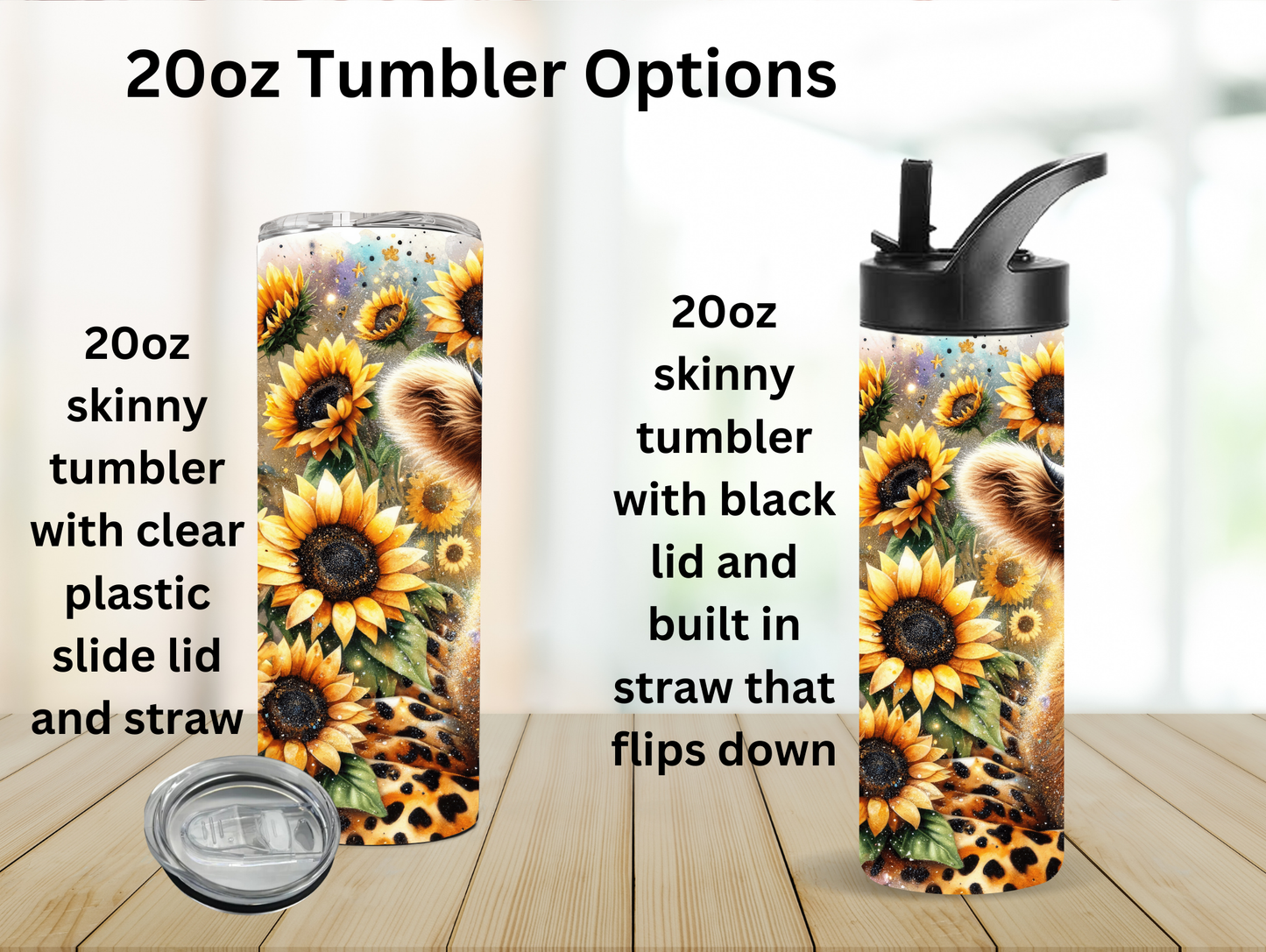 Baby Highland Cow W/Sunflowers 20oz Tumbler