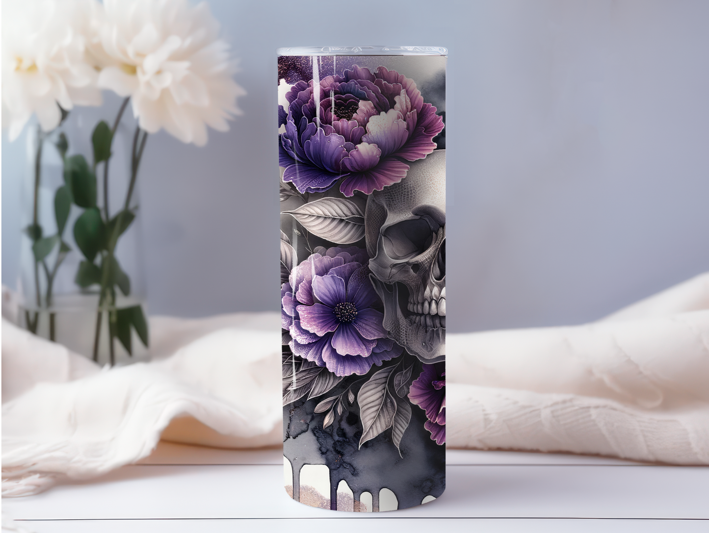 Skull W/Flowers & Drip 20oz Tumbler