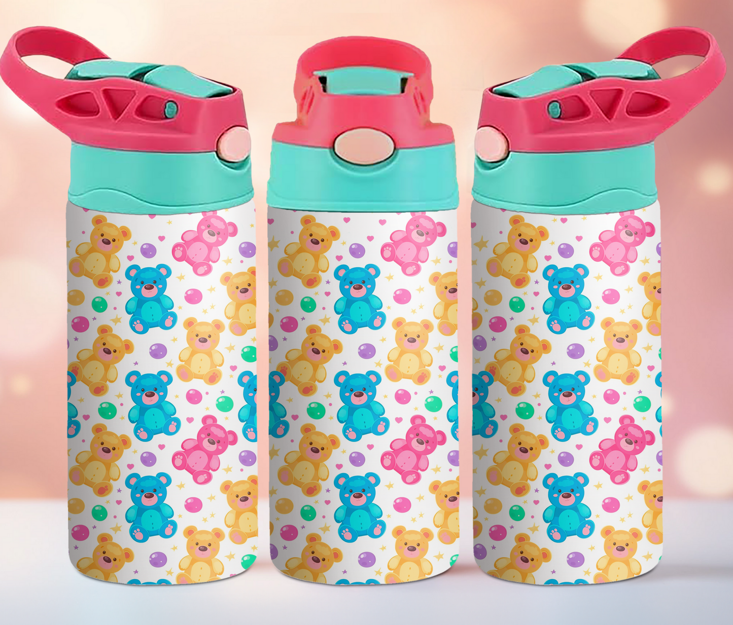 Kids Cute Blue/Teal Bears 12oz Tumbler