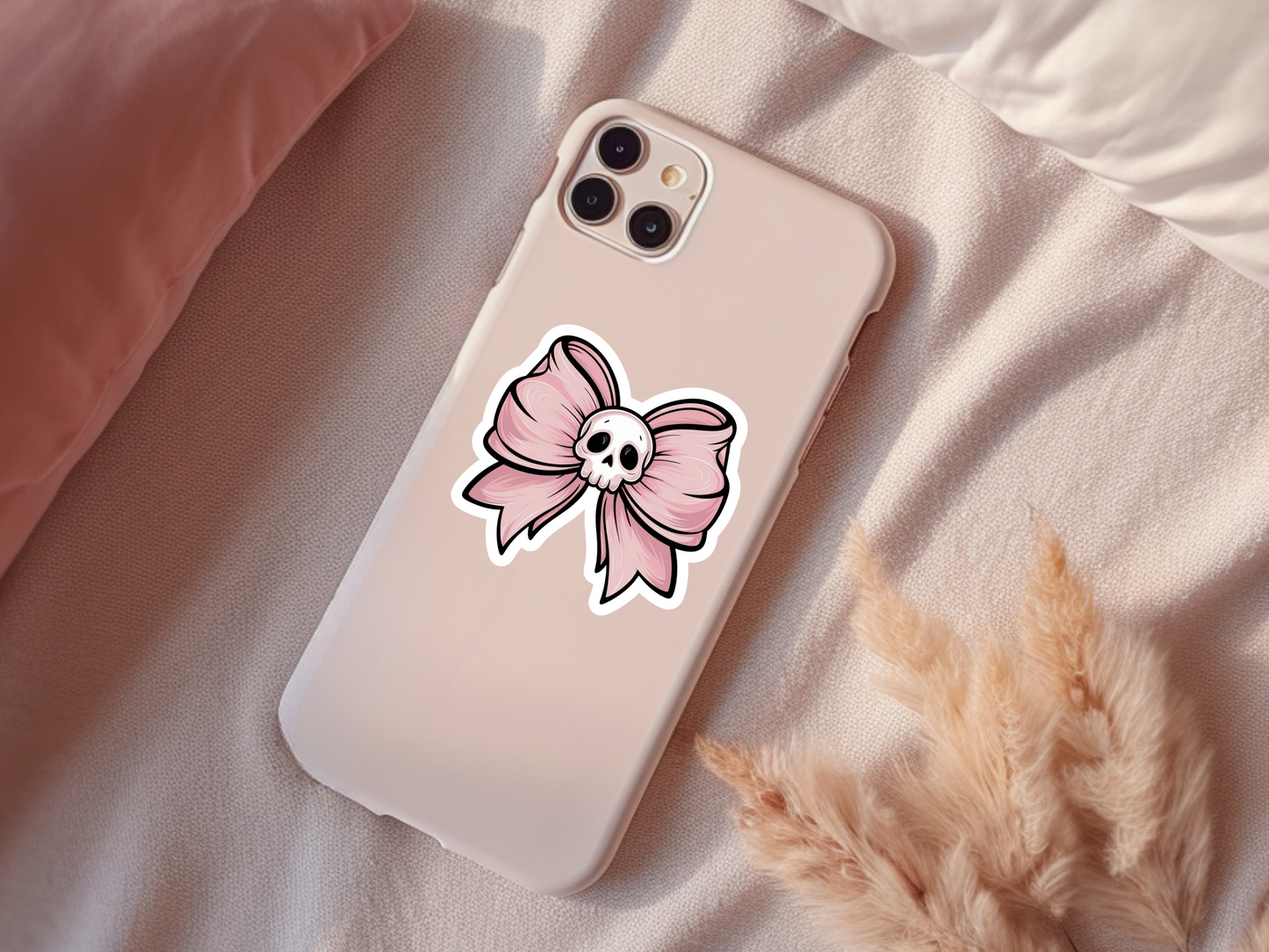 Pink Skull Bow Sticker