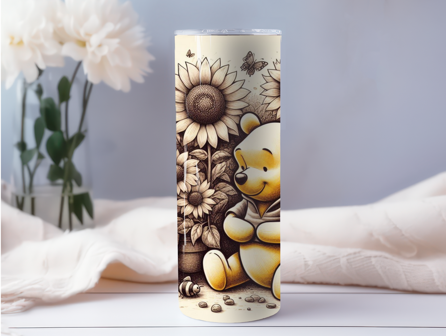 Cute Yellow Bear & Brown background 20oz Tumbler