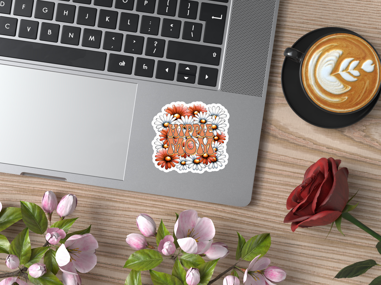 Hippie Mom With Flowers Sticker