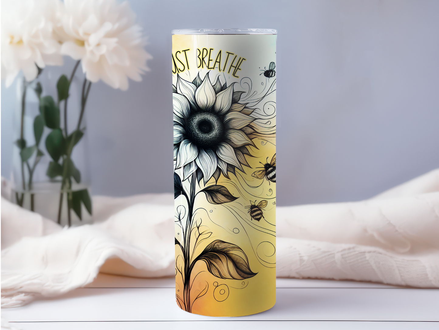 Just Breathe Sunflower 20oz Tumbler