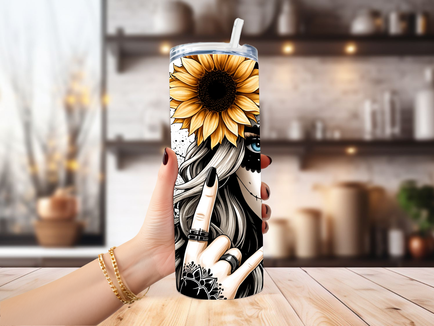 Sugar Skull & Sunflowers 20oz Tumbler