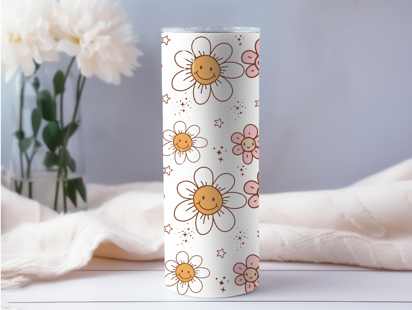 Retro Smiley Flowers 20oz Tumbler