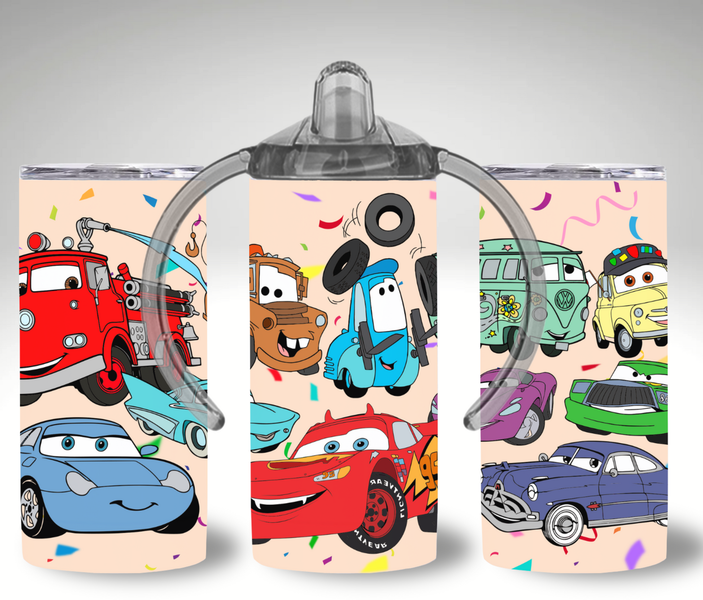 Cartoon Cars 12oz Sippy Tumbler