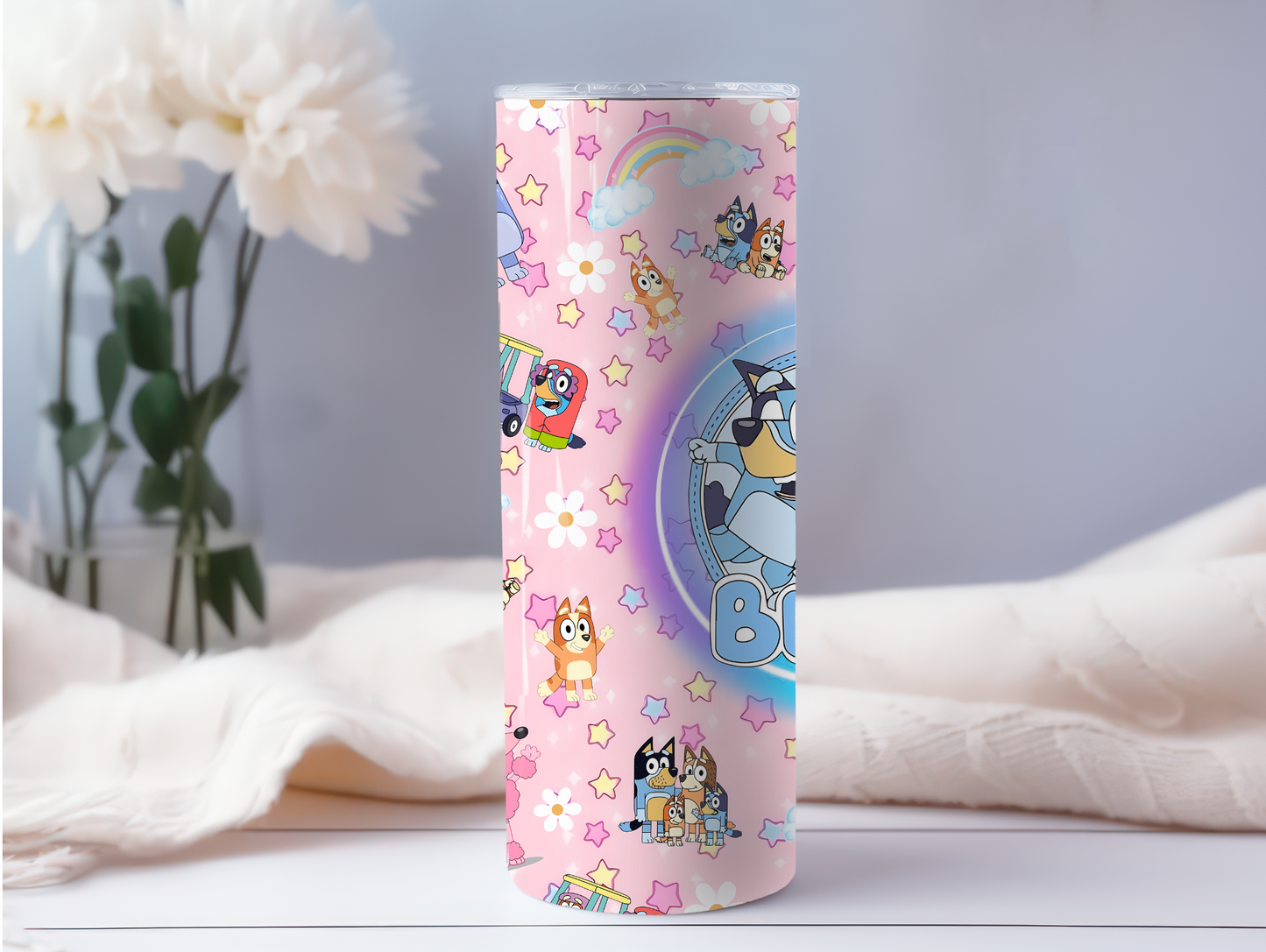 Blue Dog & Pink Background 20oz Tumbler