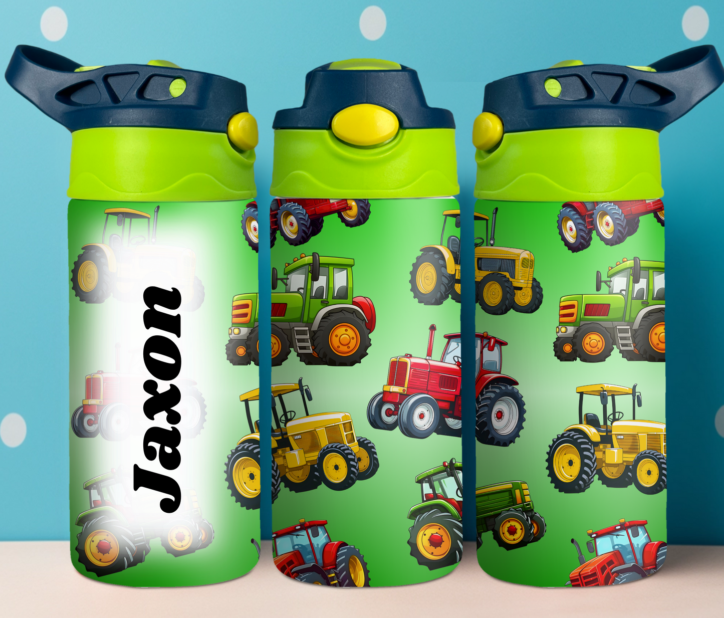 Green Tractor 12oz Kids Tumbler