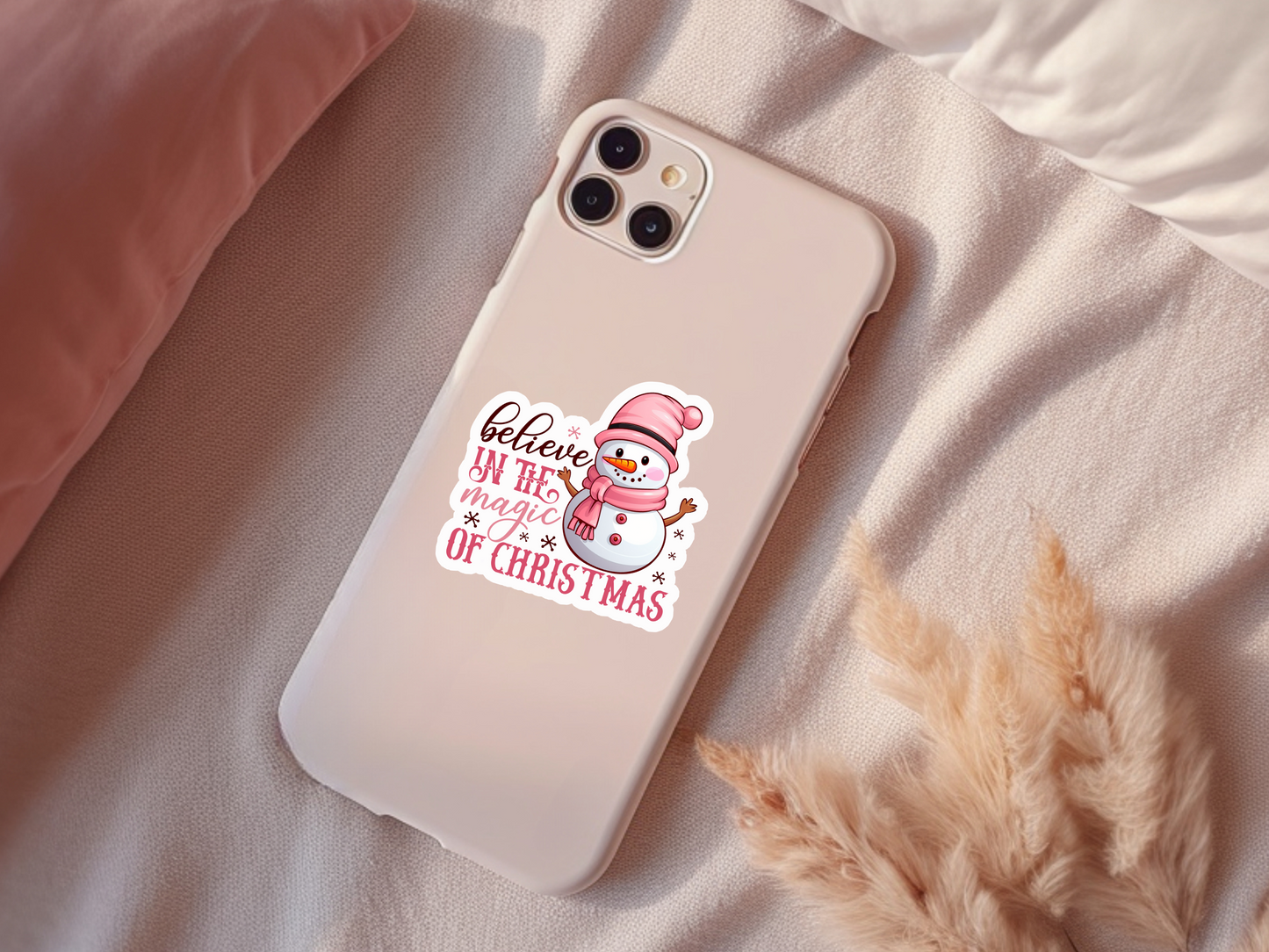 Believe In The Magic Of Christmas Snowman Sticker