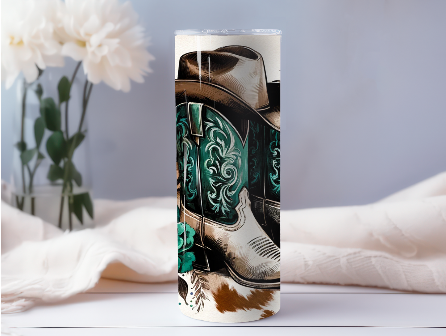 Brown & Teal Western 20oz Tumbler