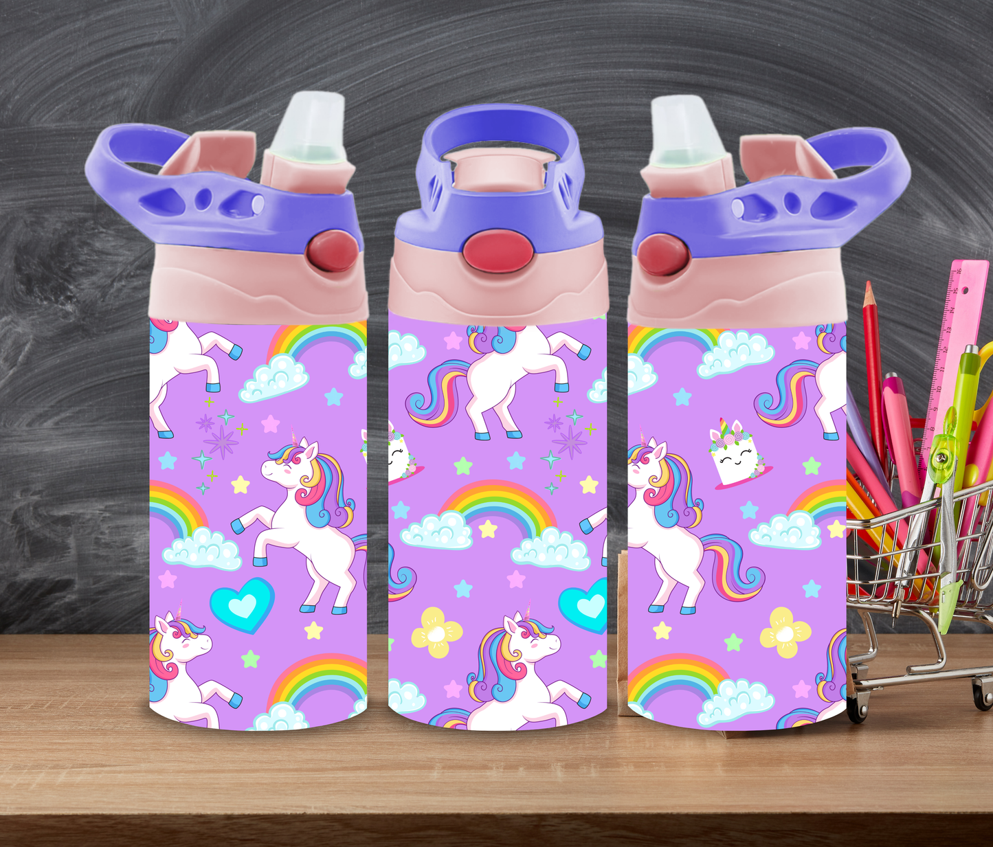 Kids Purple Unicorn & Rainbow 12oz Tumbler