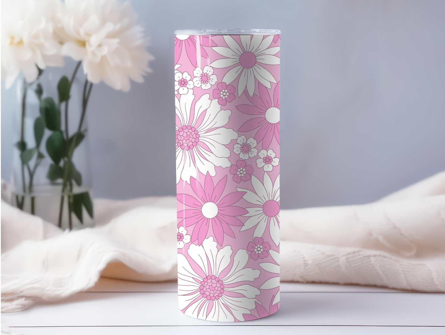 Pink Summer Flowers 20oz Tumbler