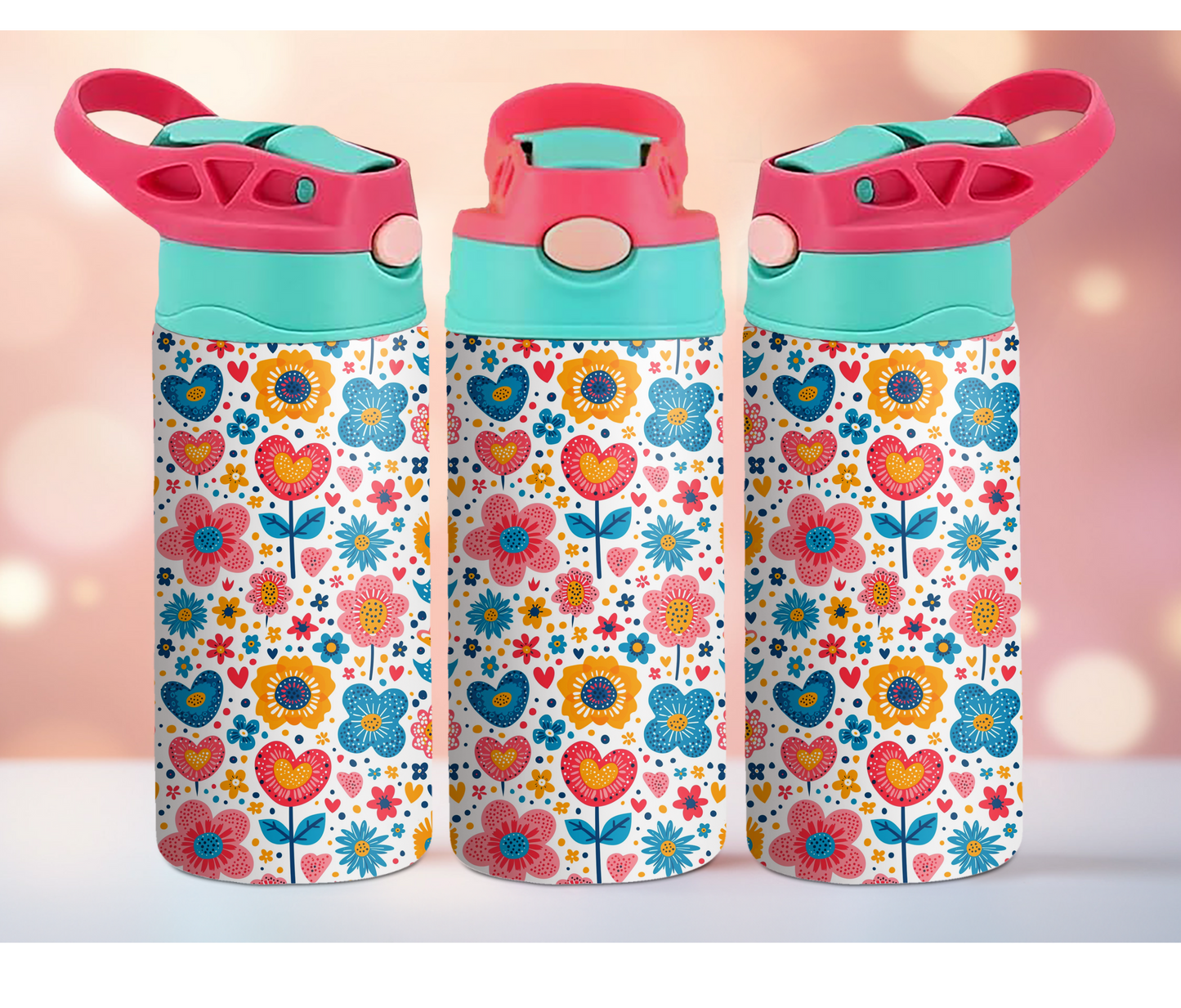 Retro Flowers 12oz Kids Tumbler