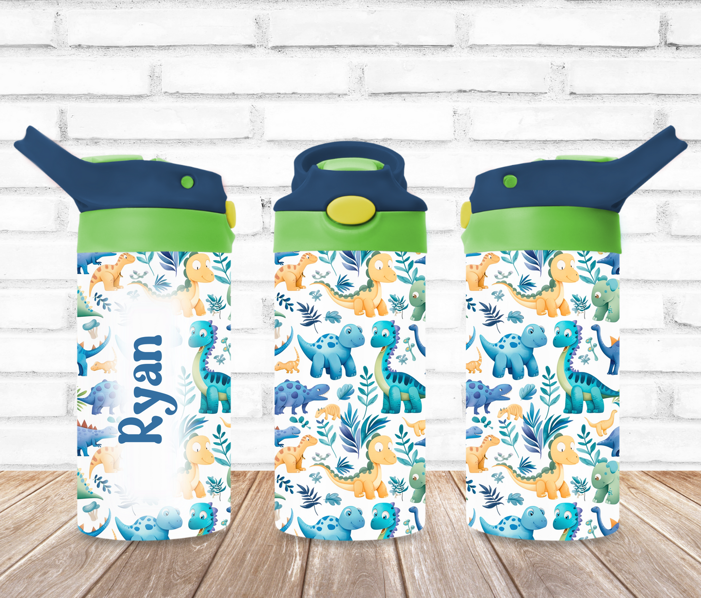 Cute Blue Dinosaurs 12oz Kids Tumbler