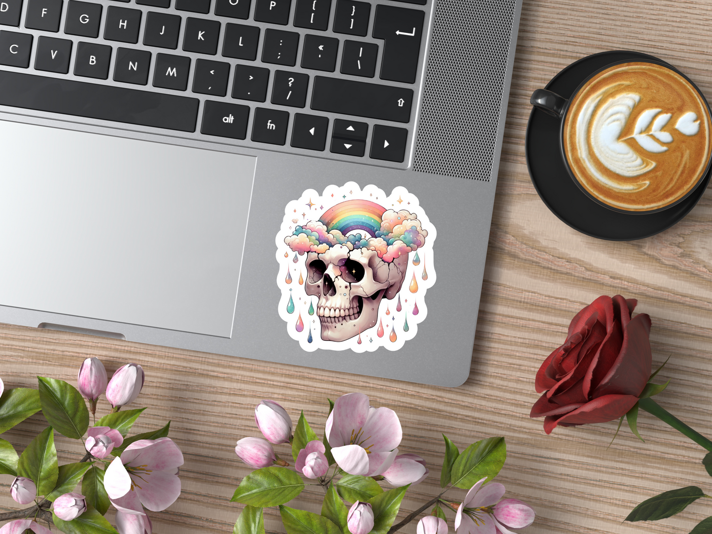 Skull W/Rainbow in Head Sticker