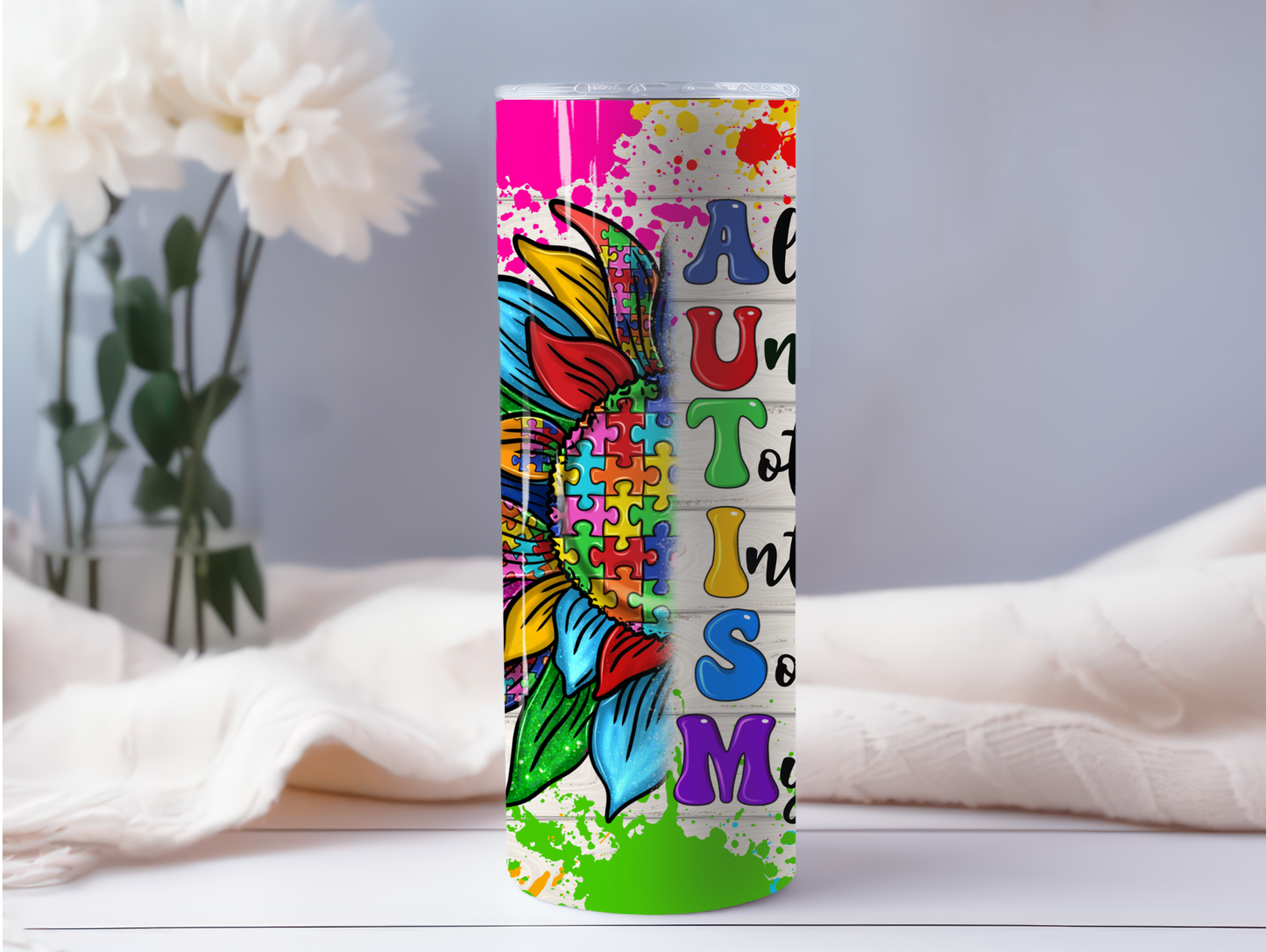 Autism Half Flower 20oz Tumbler