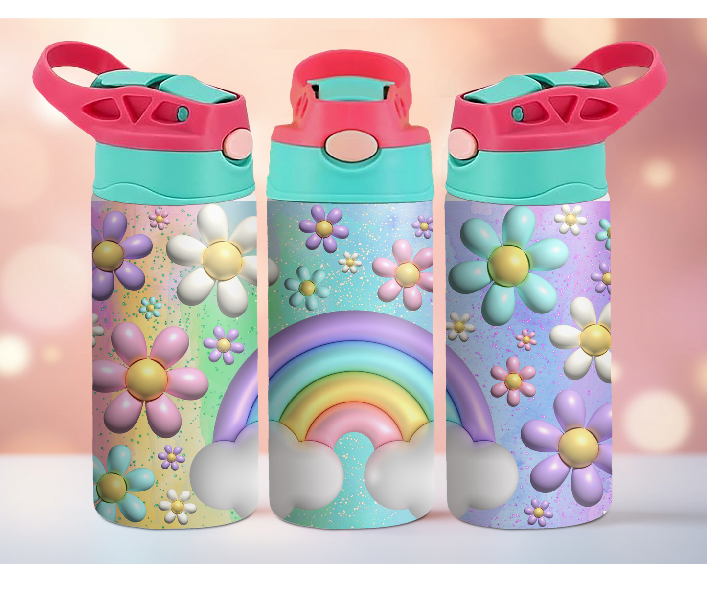 Pastel 3-D Rainbow 12oz Kids Tumbler