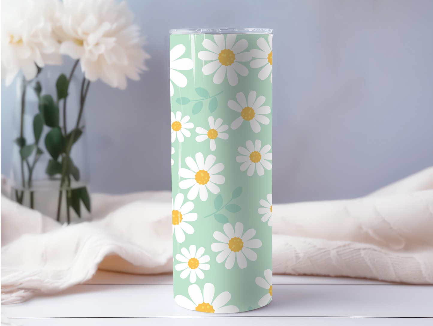 White Summer Daisies 20oz Tumbler