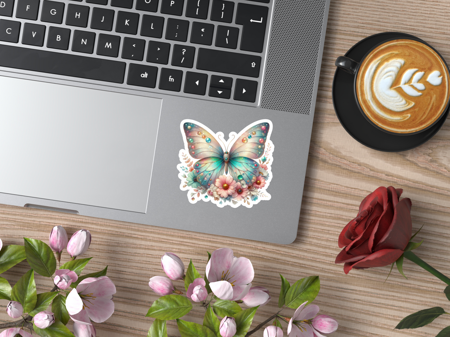 Butterfly With Flowers Sticker