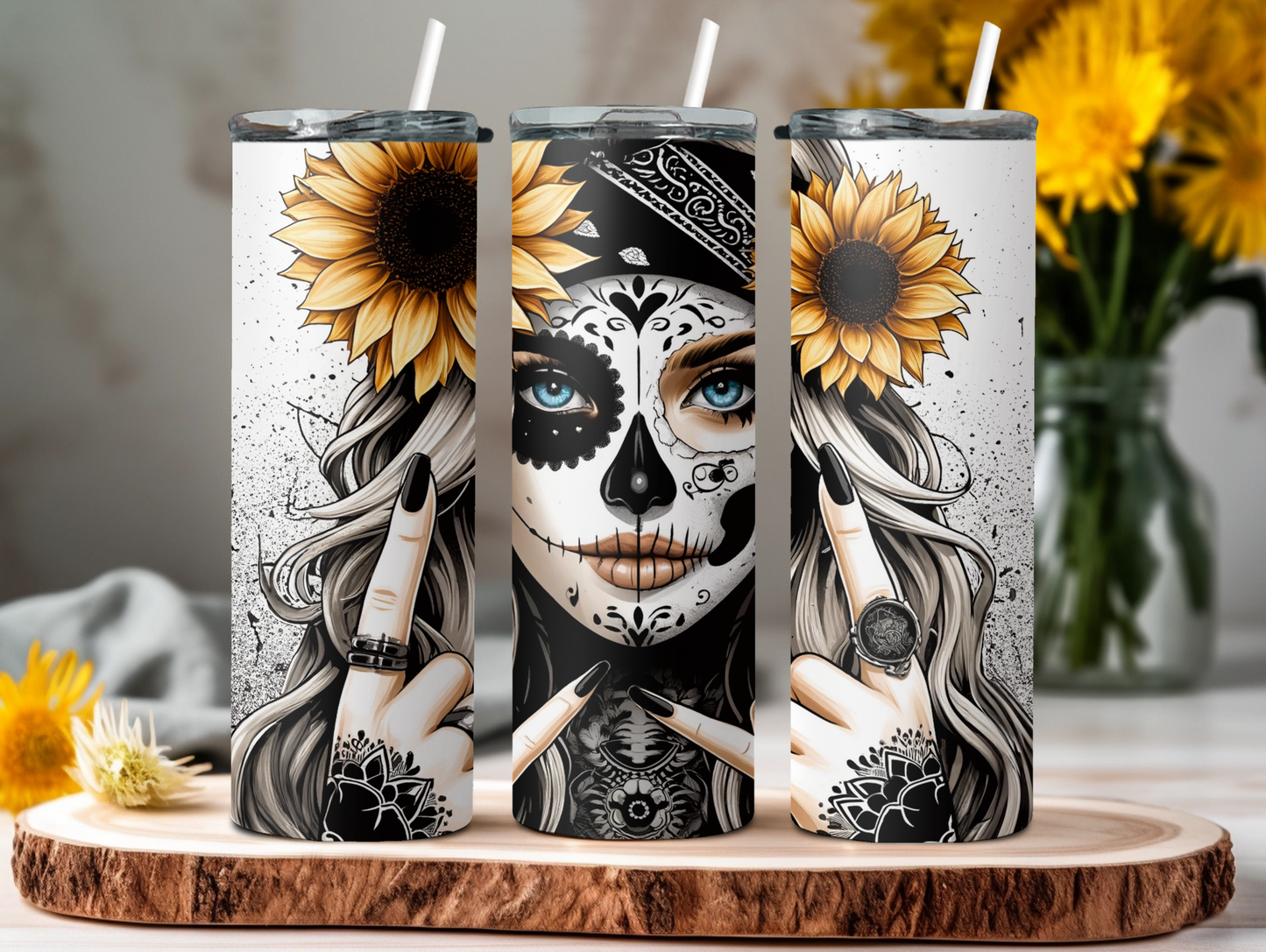 Sugar Skull & Sunflowers 20oz Tumbler