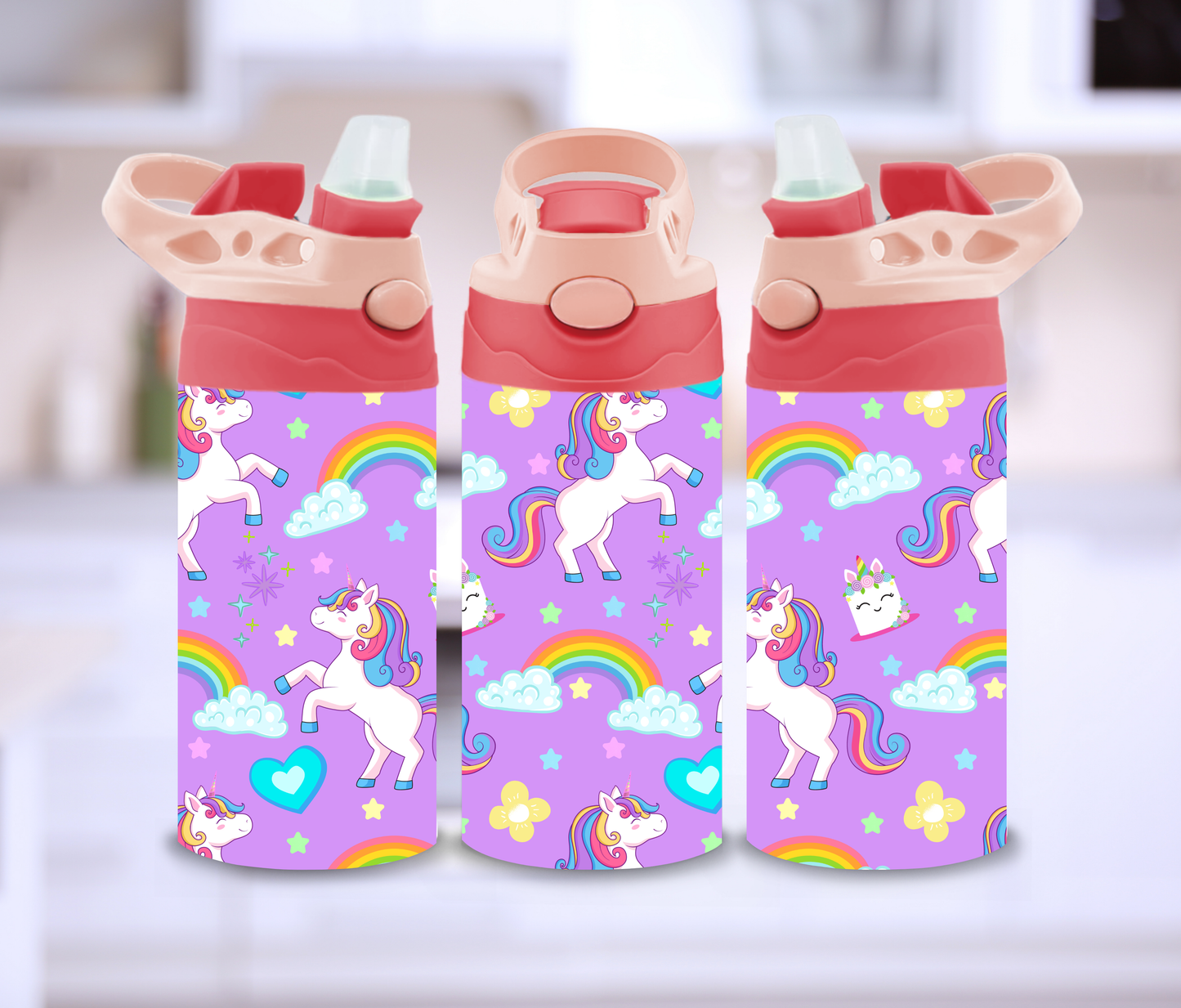 Kids Purple Unicorn & Rainbow 12oz Tumbler