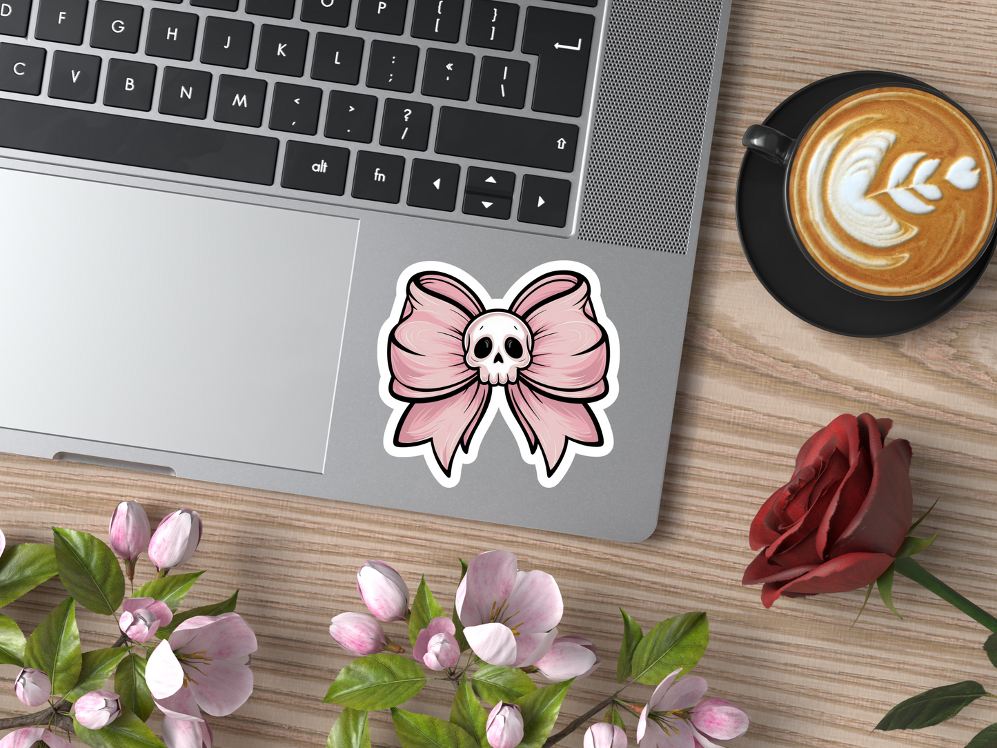 Pink Skull Bow Sticker