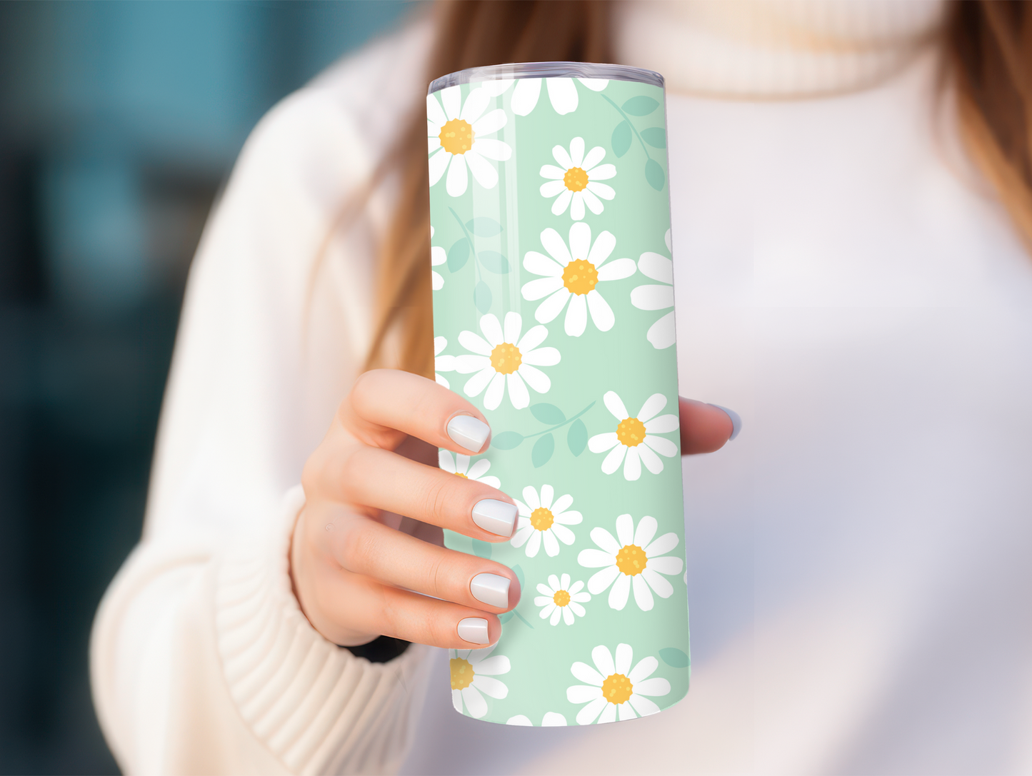 White Summer Daisies 20oz Tumbler