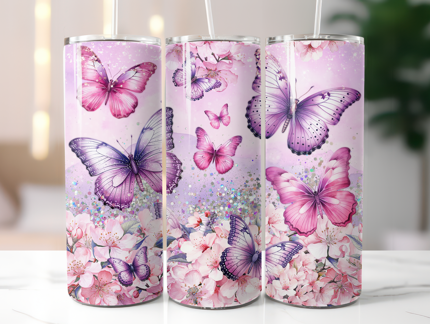 Purple & Pink Butterflies 20oz Tumbler