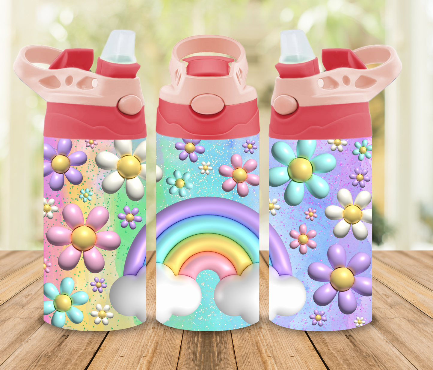 Pastel 3-D Rainbow 12oz Kids Tumbler