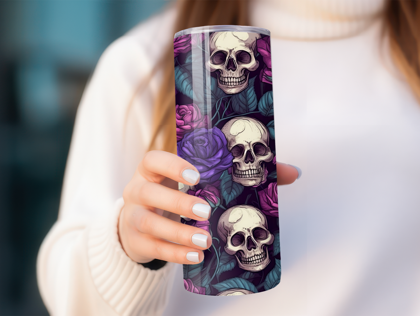 Purple Roses & Skull 20oz Tumbler