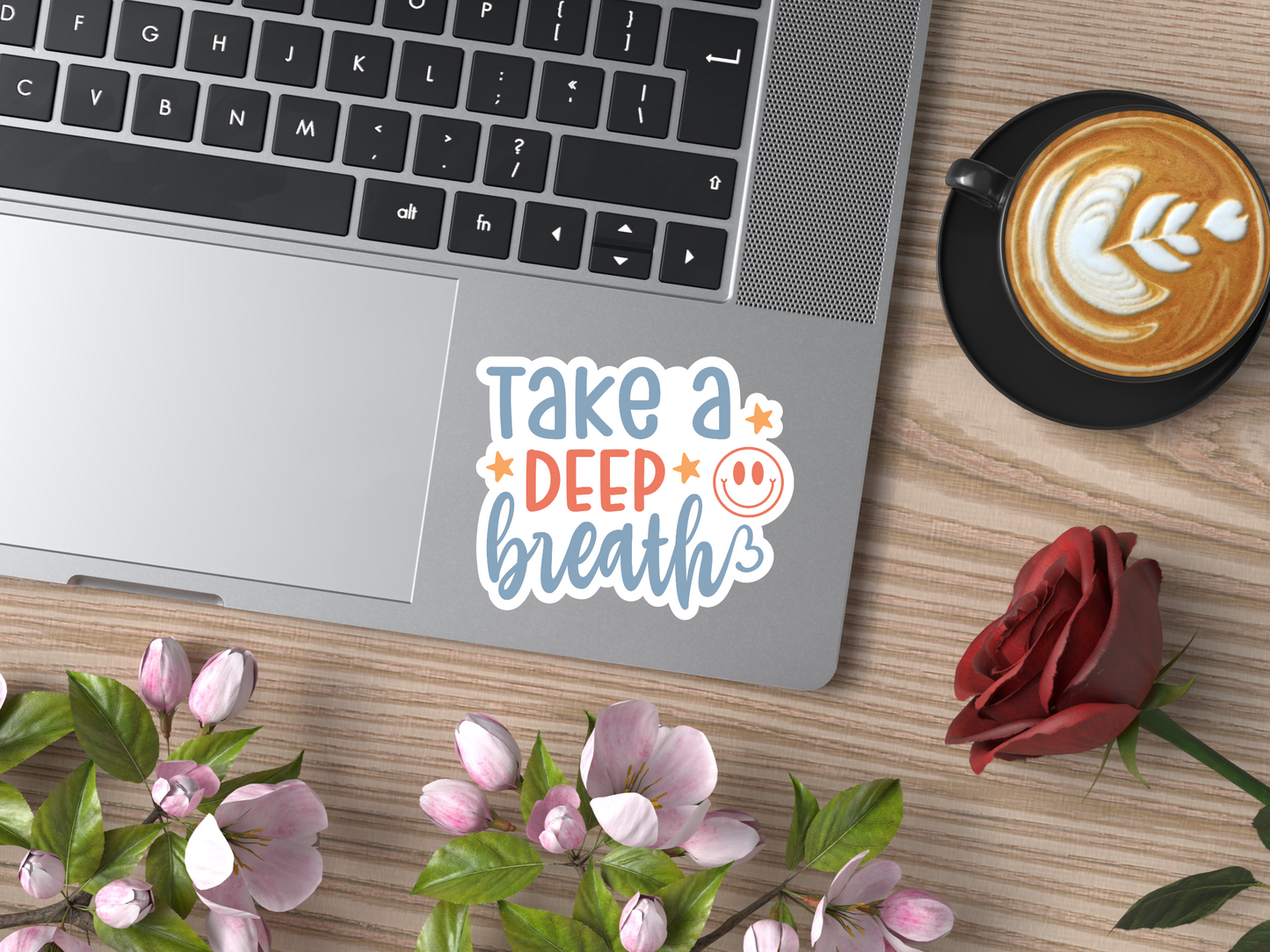 Take A Deep Breath Smiley Face Sticker