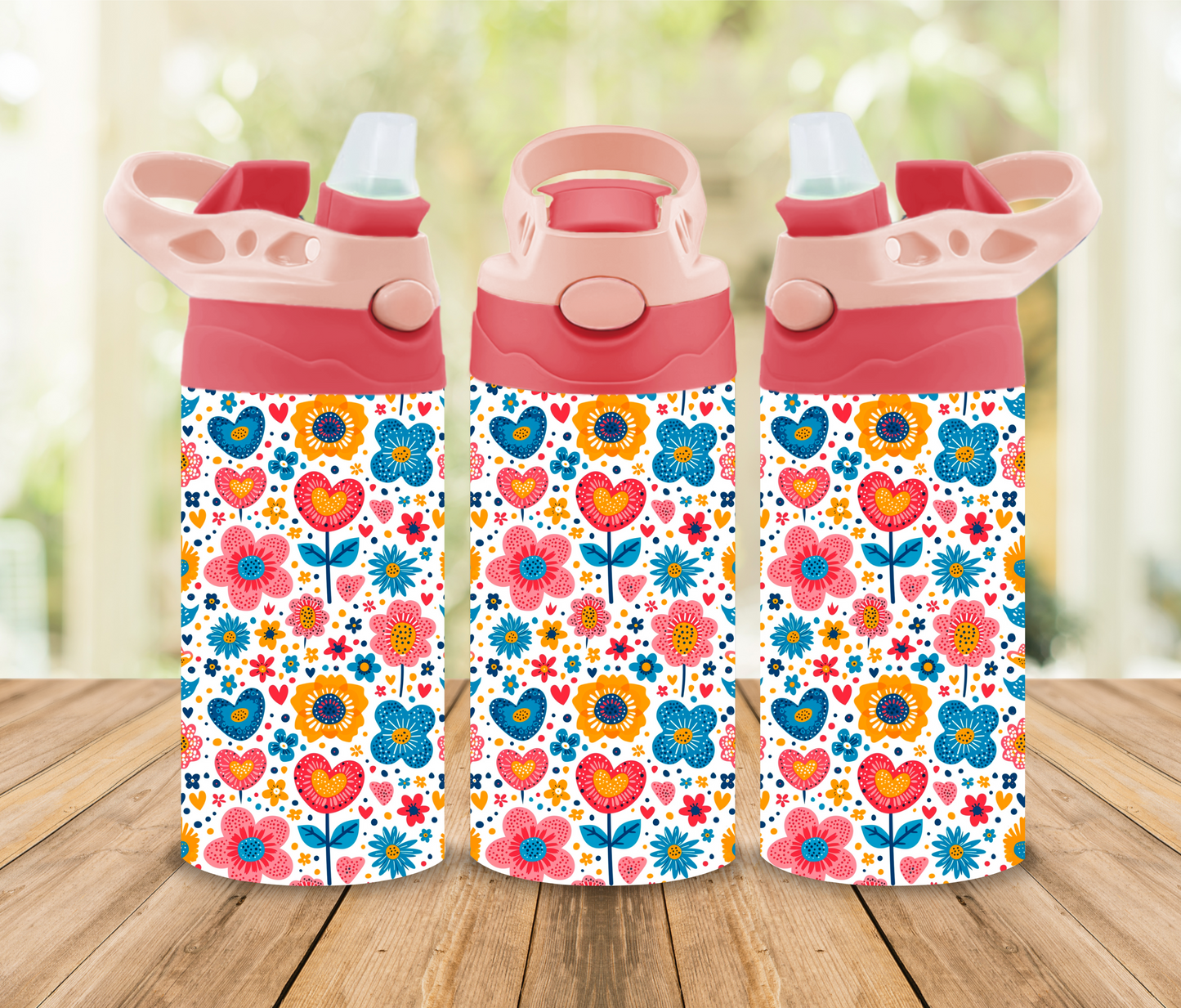 Retro Flowers 12oz Kids Tumbler