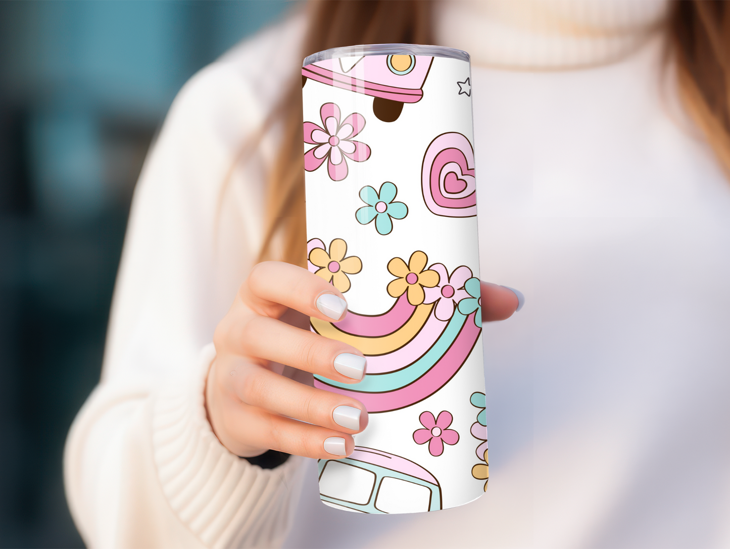 Pastel Retro Hippie Van 20oz Tumbler