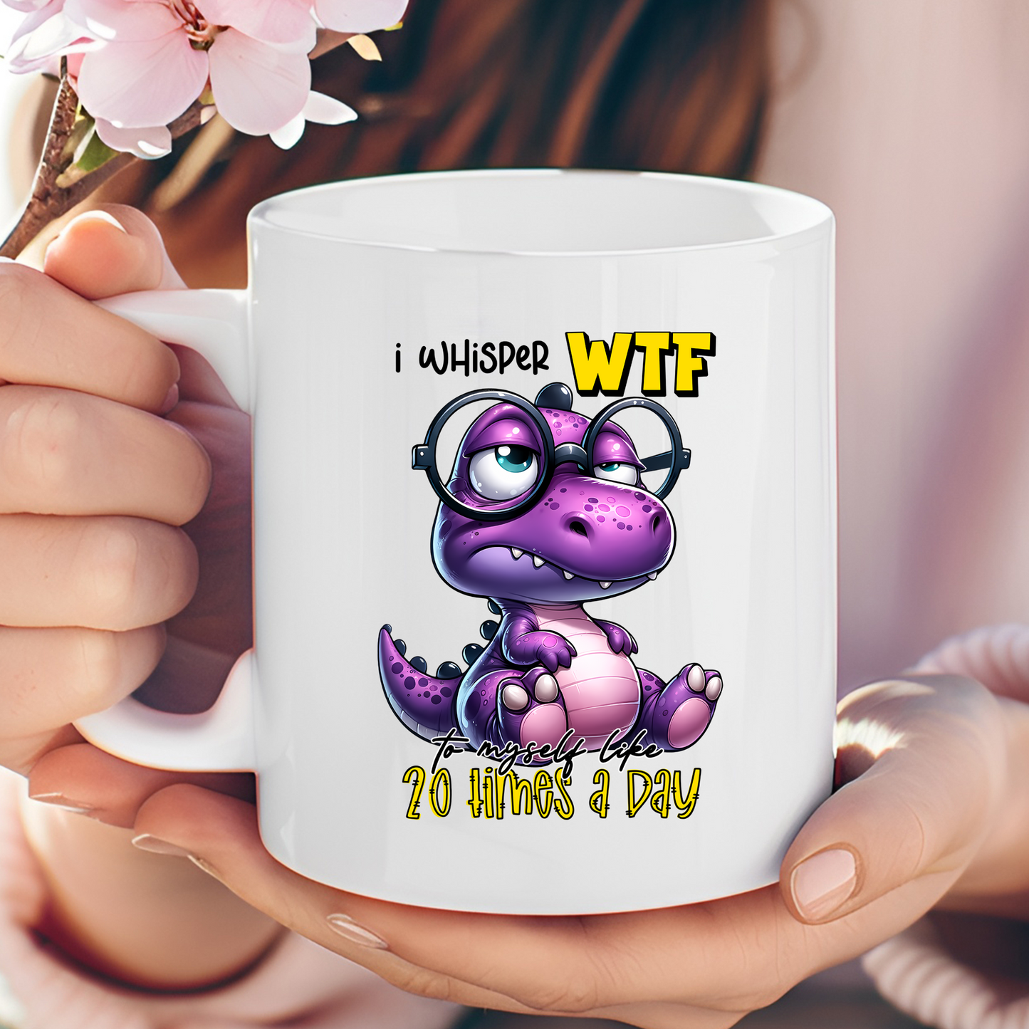 Whisper WTF to Myself Dino 11ox Mug