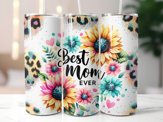 Best Mom Ever W/Yellow Sunflower Tumbler