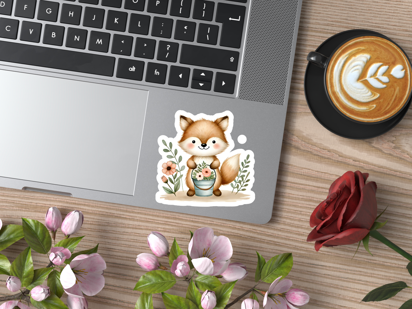 Cute Fox & Flowers Sticker