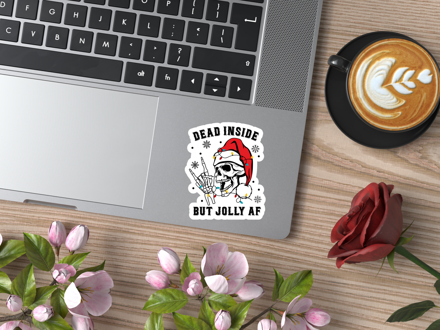 Dead Inside But Jolly AF Skeleton Sticker