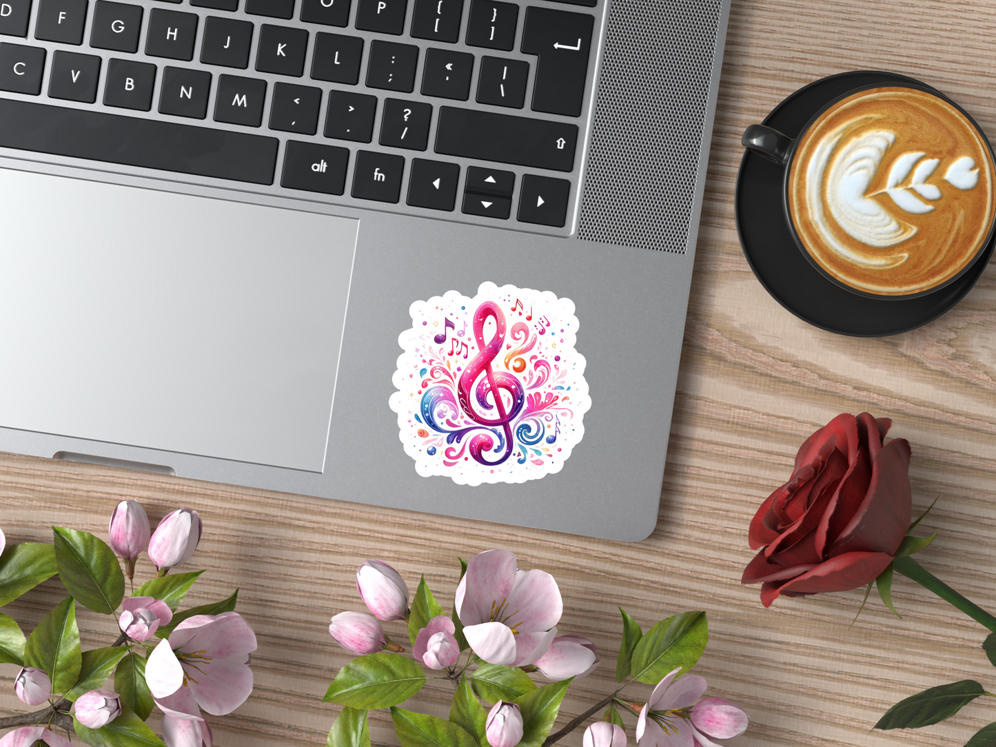 Magenta Musical Notes Sticker