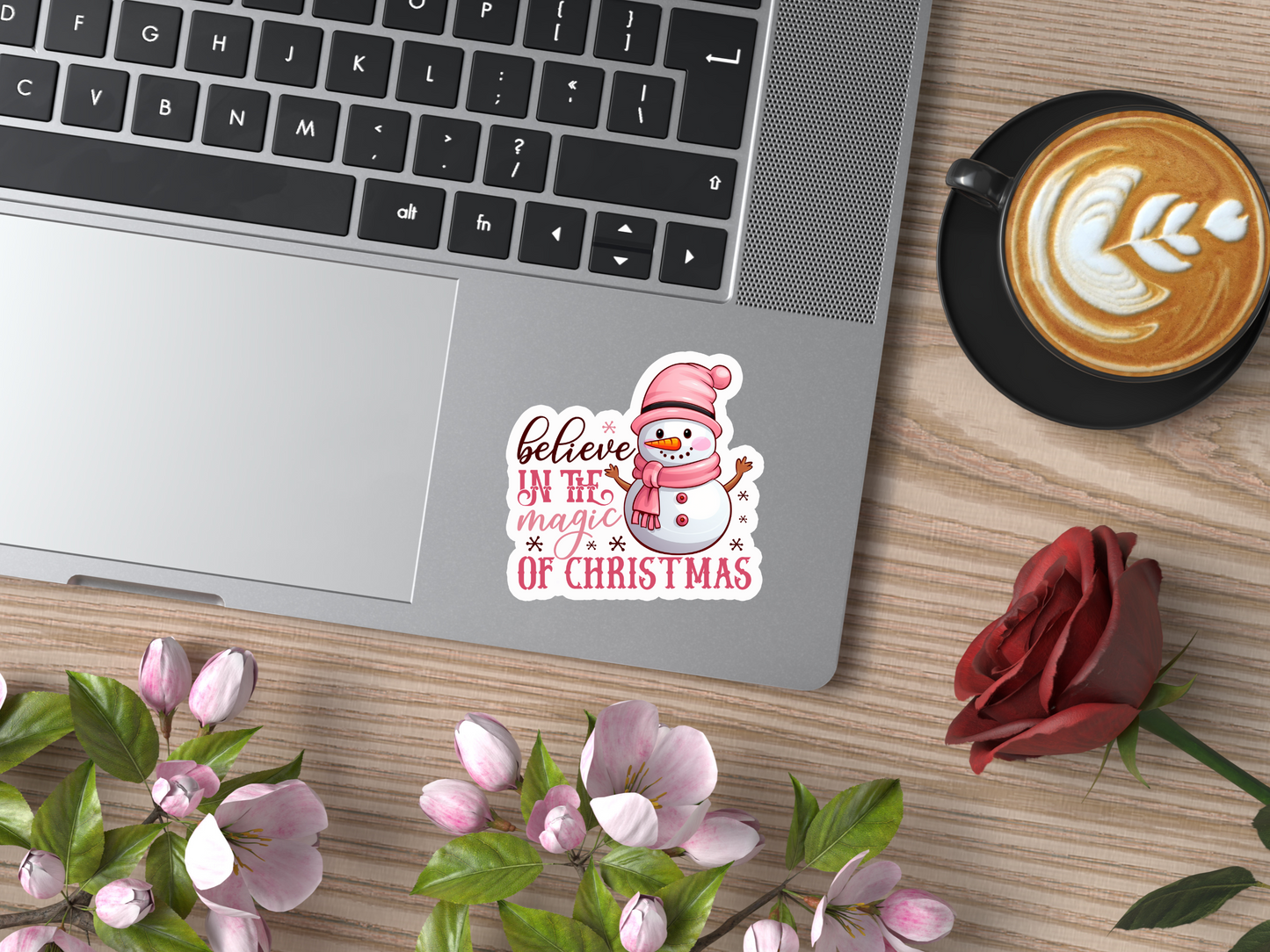 Believe In The Magic Of Christmas Snowman Sticker