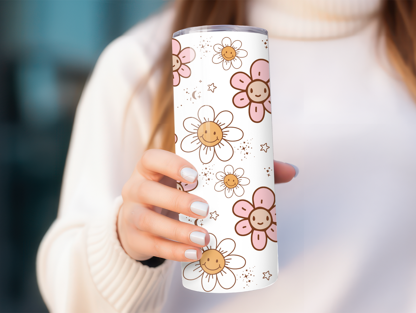 Retro Smiley Flowers 20oz Tumbler