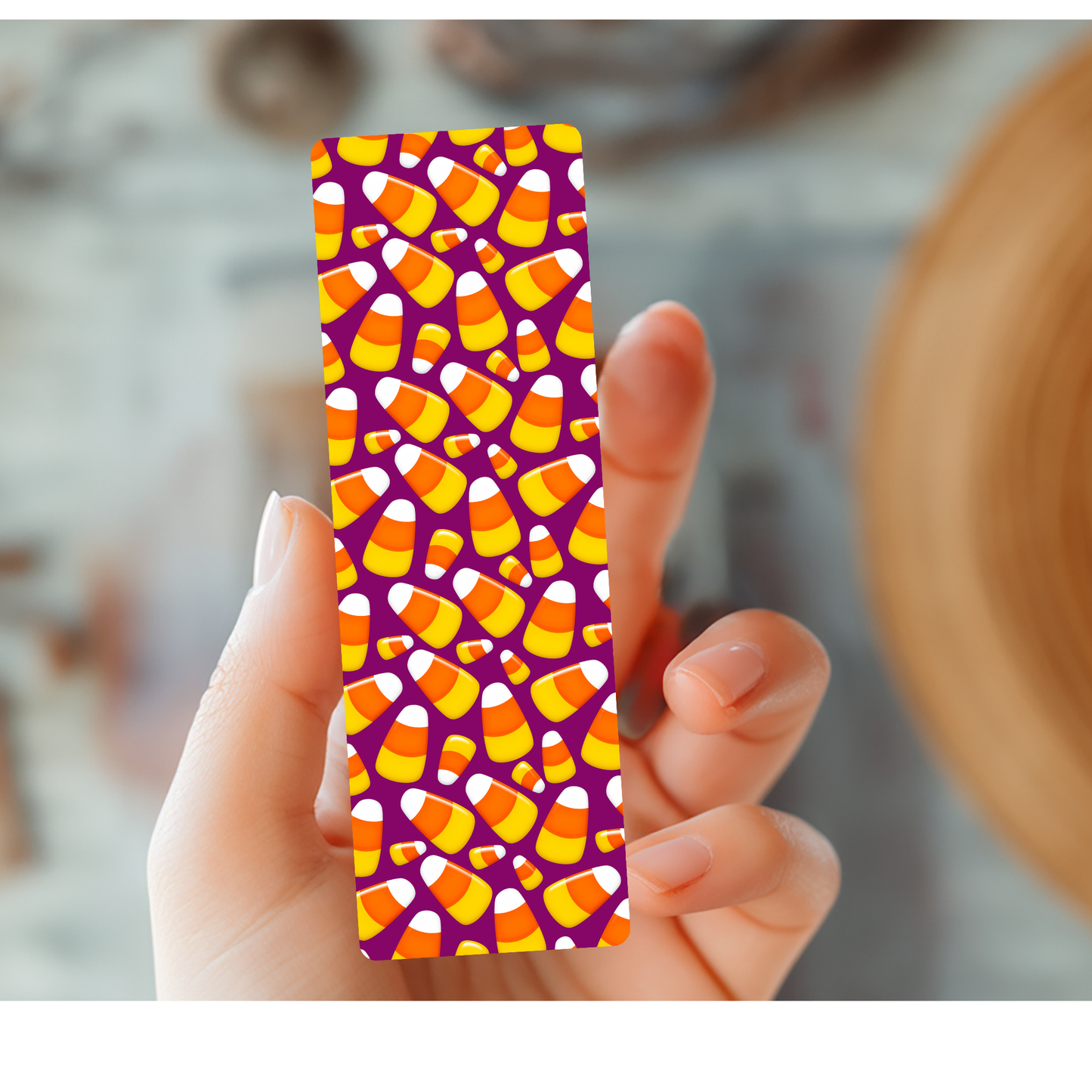 Candy Corn & Purple Background Bookmark