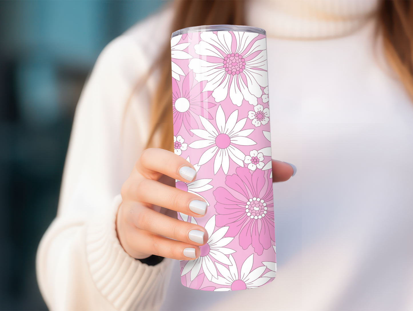 Pink Summer Flowers 20oz Tumbler