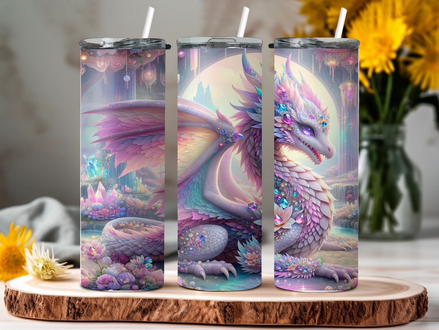 Pastel Glitter Dragon 20oz Tumbler