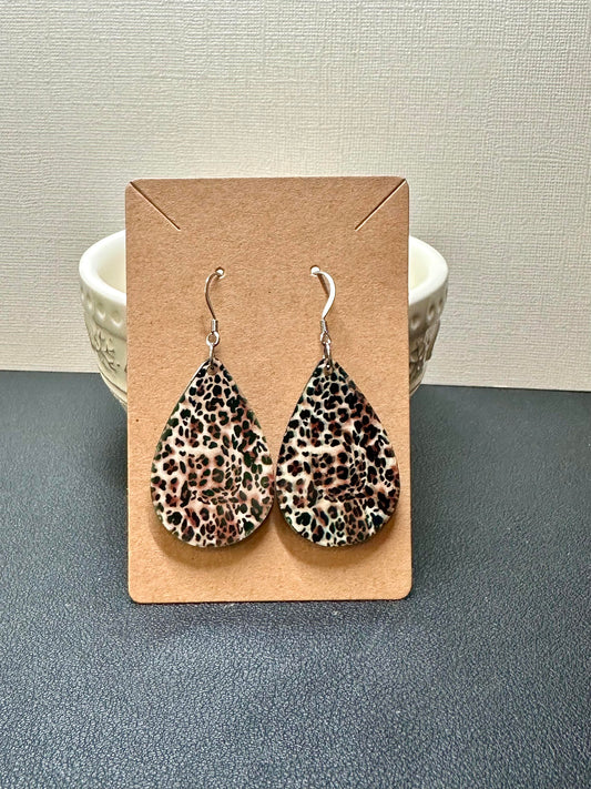 Brown/Black Leopard Teardrop Earrings