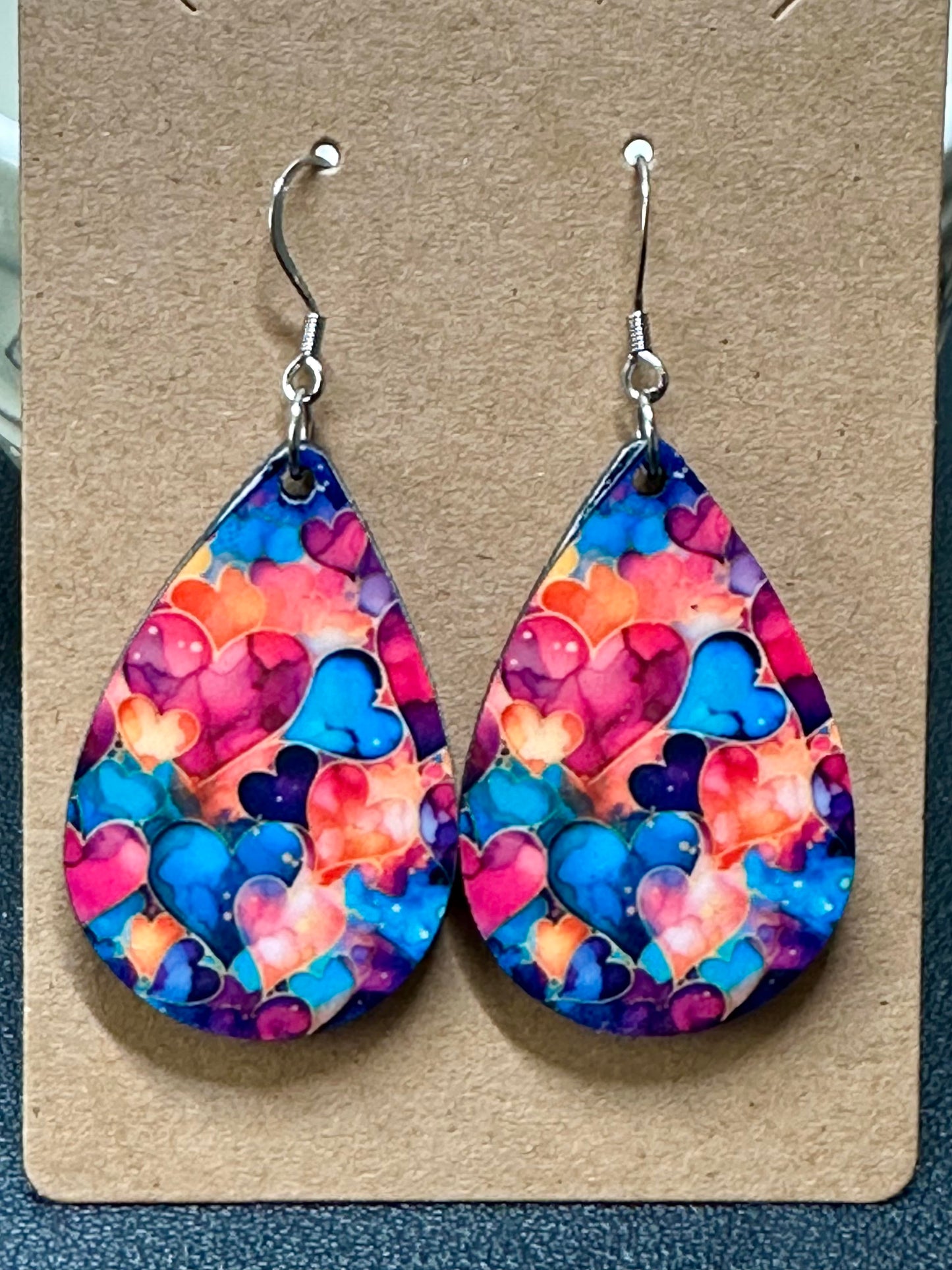 Multi Colored Heart Teardrop Earrings