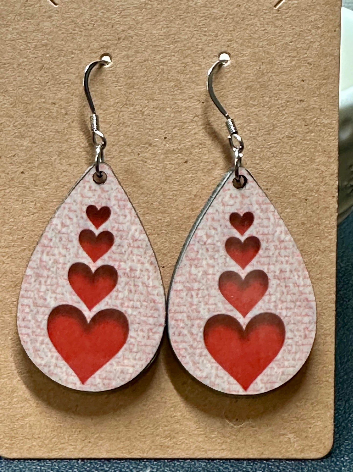 Red Heart Valentine Teardrop Earrings