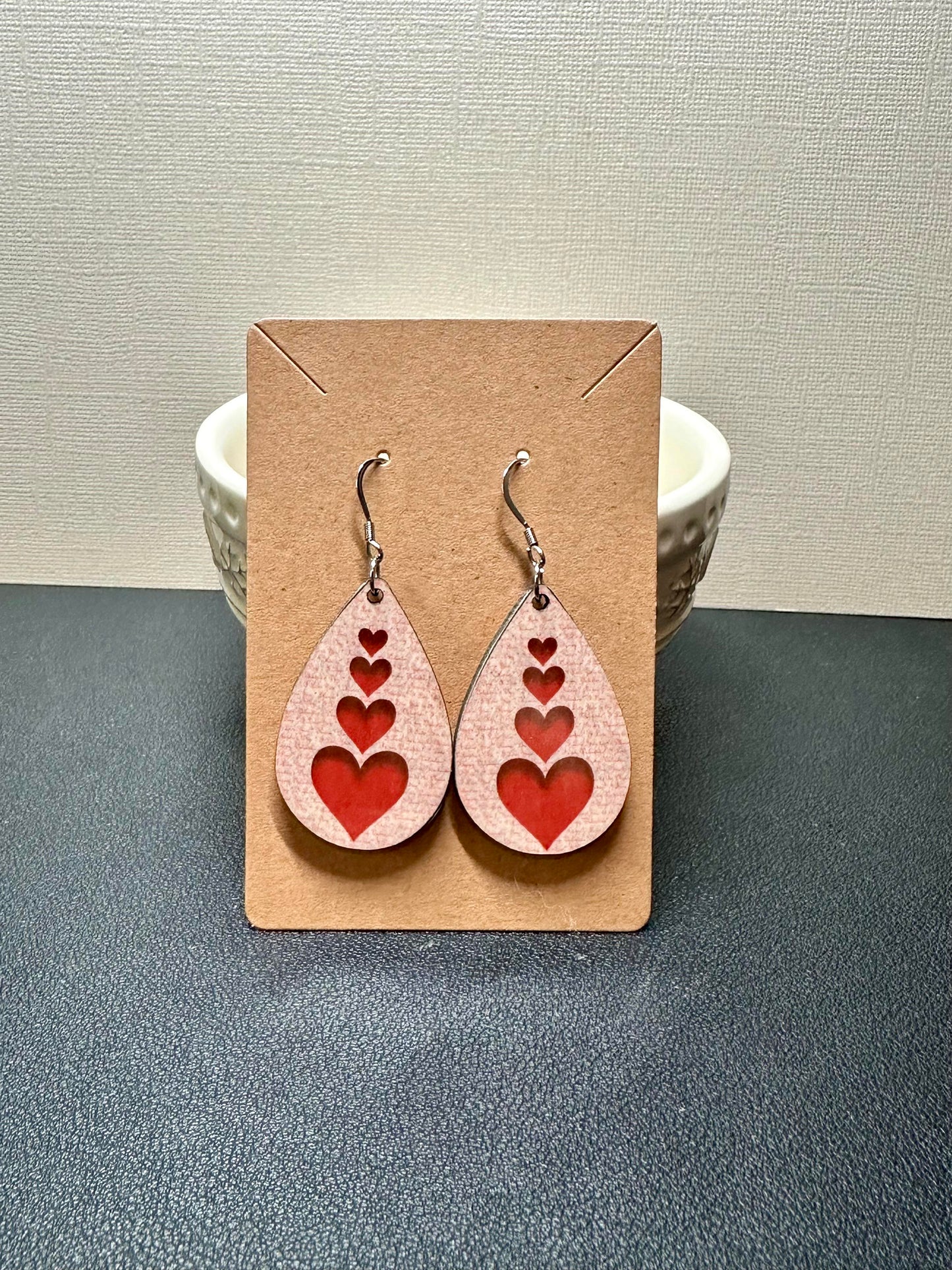 Red Heart Valentine Teardrop Earrings