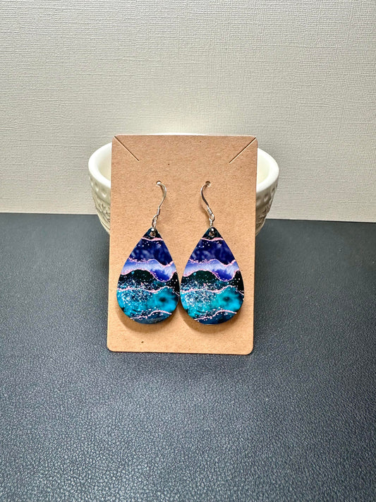 Purple & Teal Teardrop Earrings