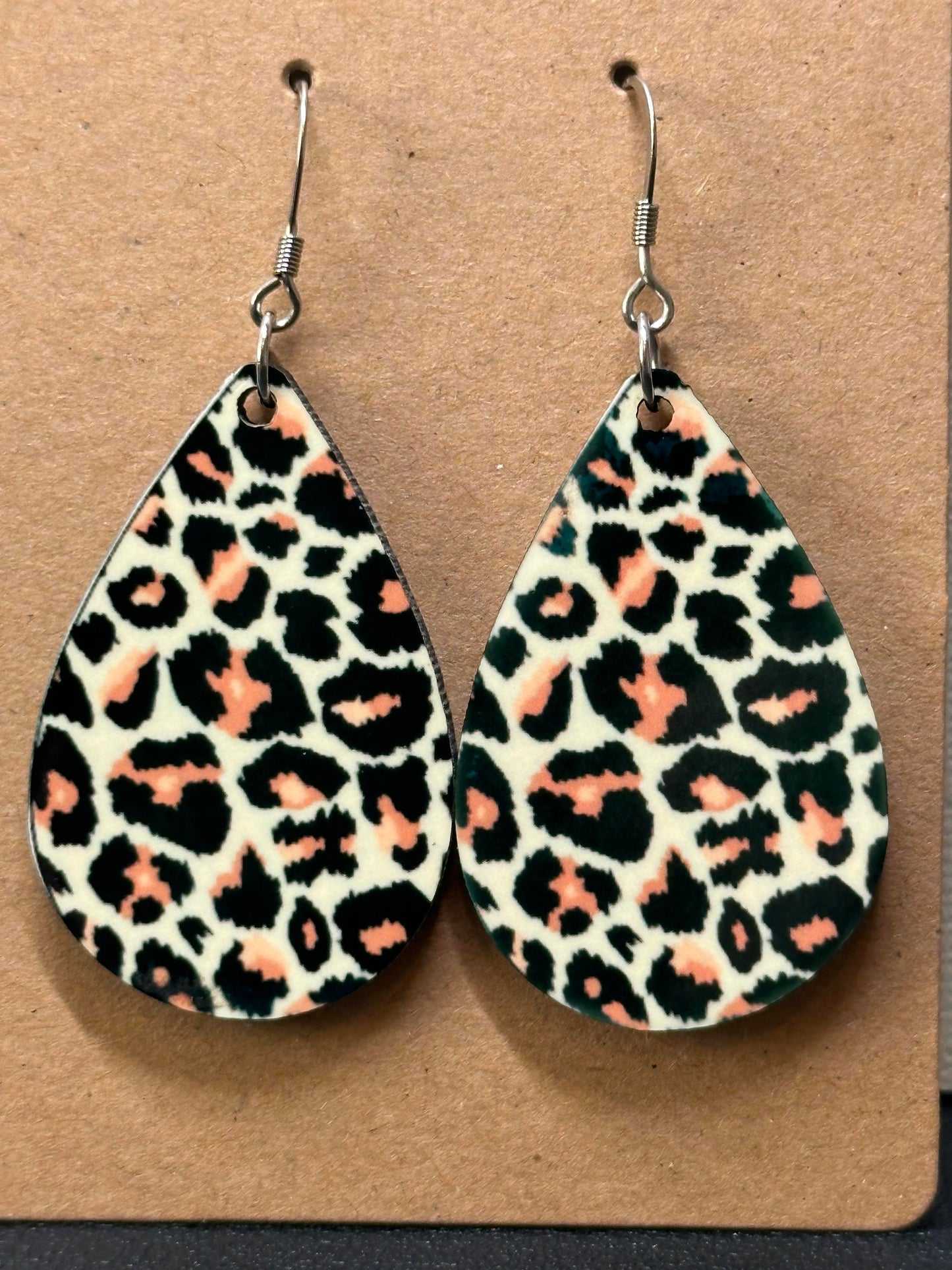 Black/Brown Cheetah Teardrop Earrings